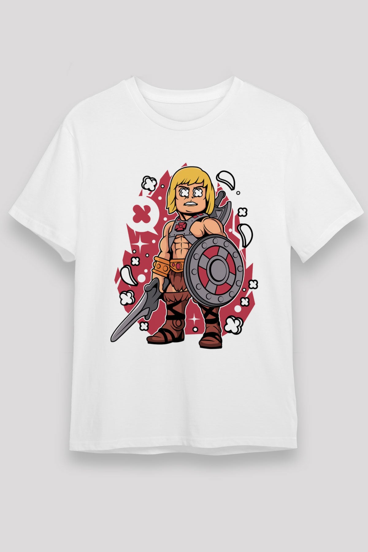 He-Man Baskılı Unisex Beyaz Tişört