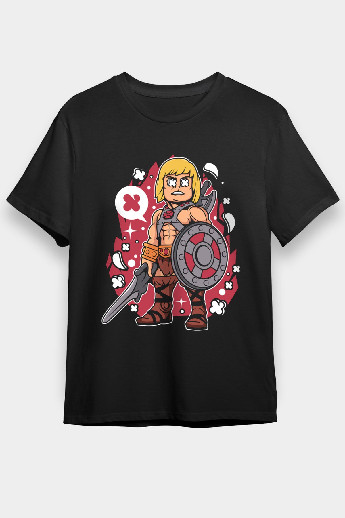 He-Man Baskılı Unisex Siyah Tişört