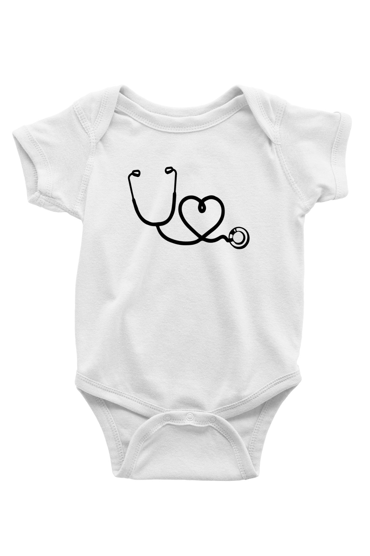 Hemşire Baskılı Beyaz Unisex Bebek Body - Zıbın