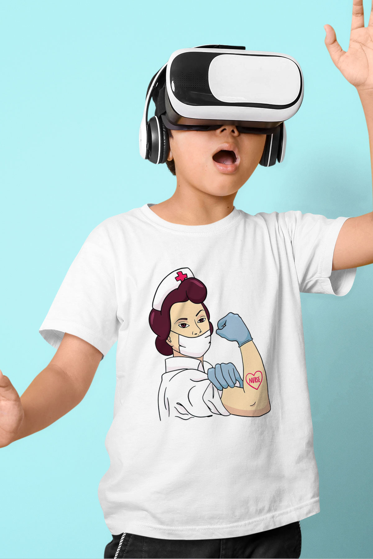 Hemşire Beyaz Unisex Çocuk Tişört