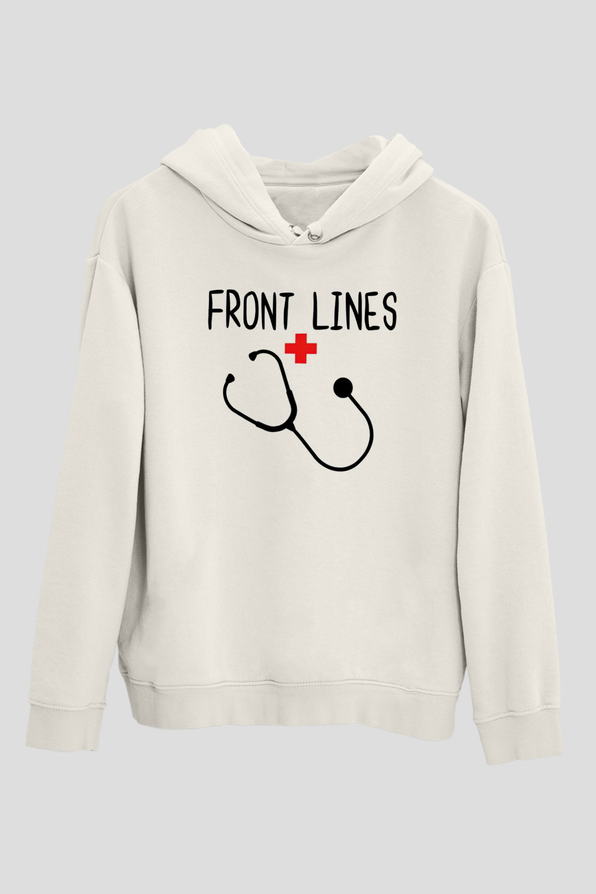 Hemşire Beyaz Unisex Kapüşonlu Sweatshirt