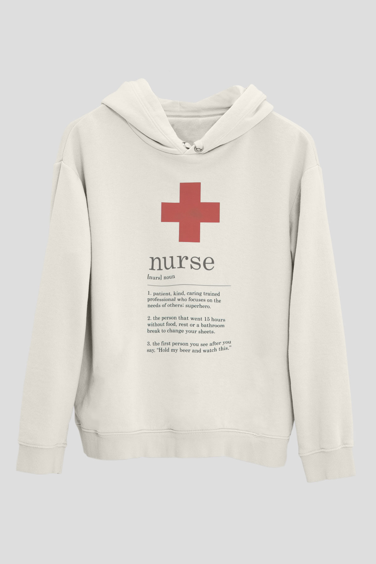 Hemşire Beyaz Unisex Kapüşonlu Sweatshirt