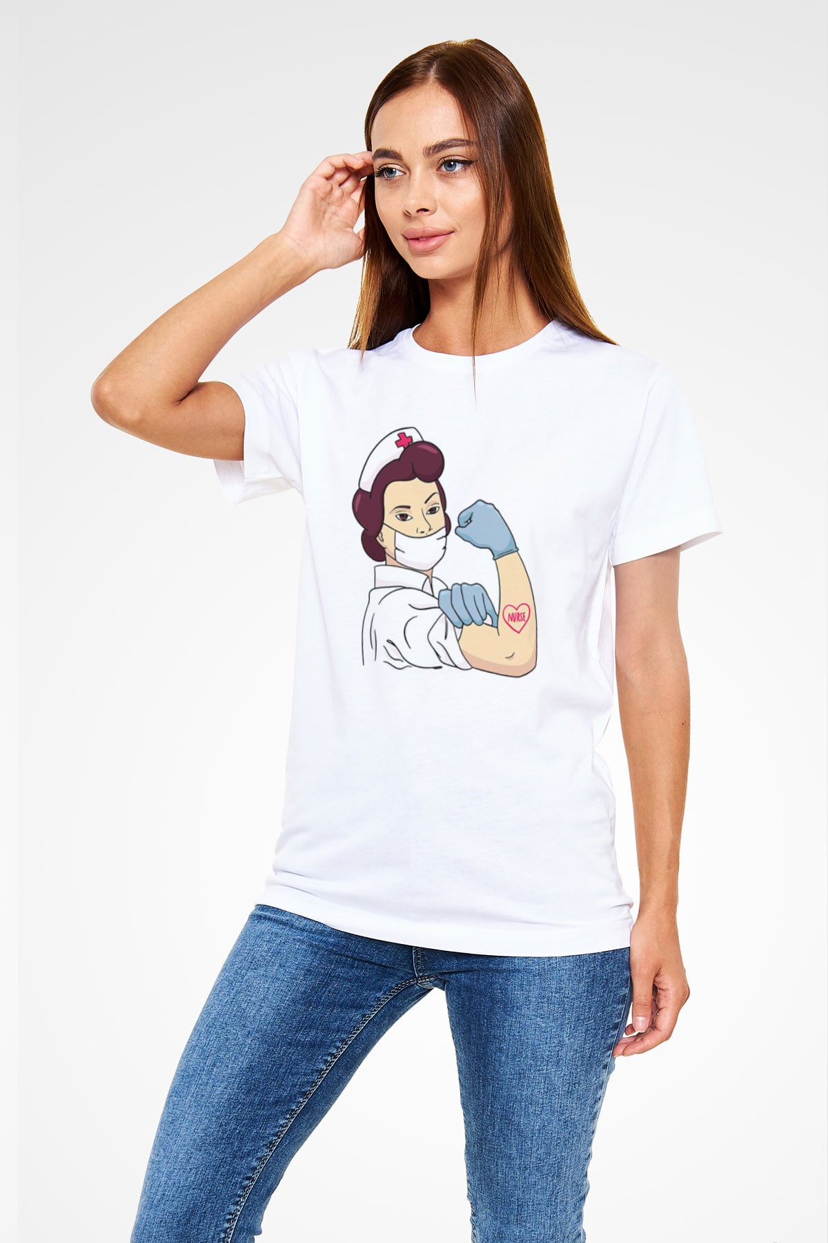 Hemşire Beyaz Unisex Tişört T-Shirt - TişörtFabrikası