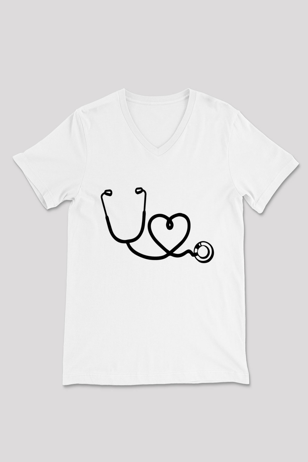 Hemşire Beyaz Unisex V Yaka Tişört T-Shirt