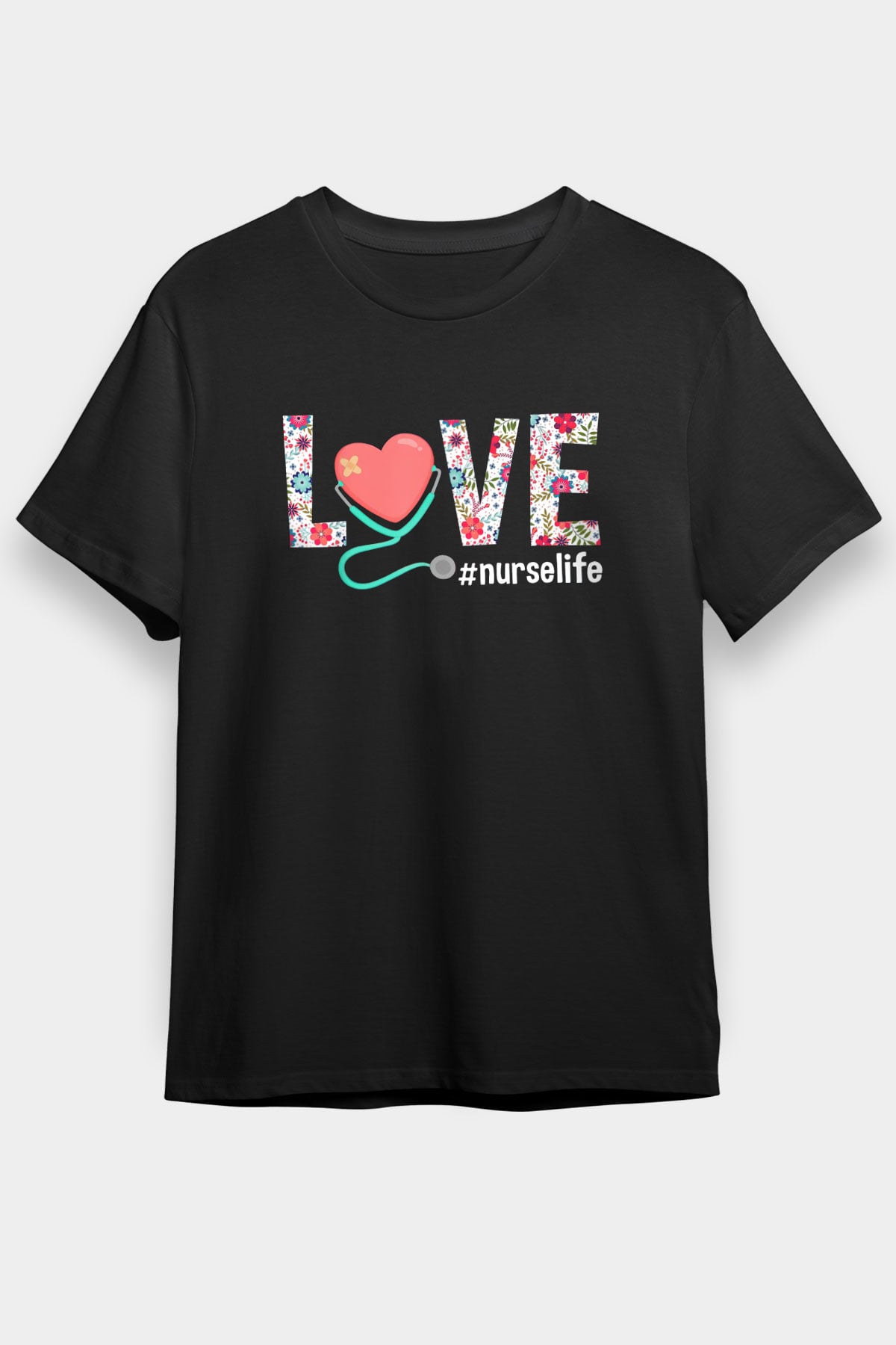 Hemşire Siyah Unisex Tişört T-Shirt - TişörtFabrikası