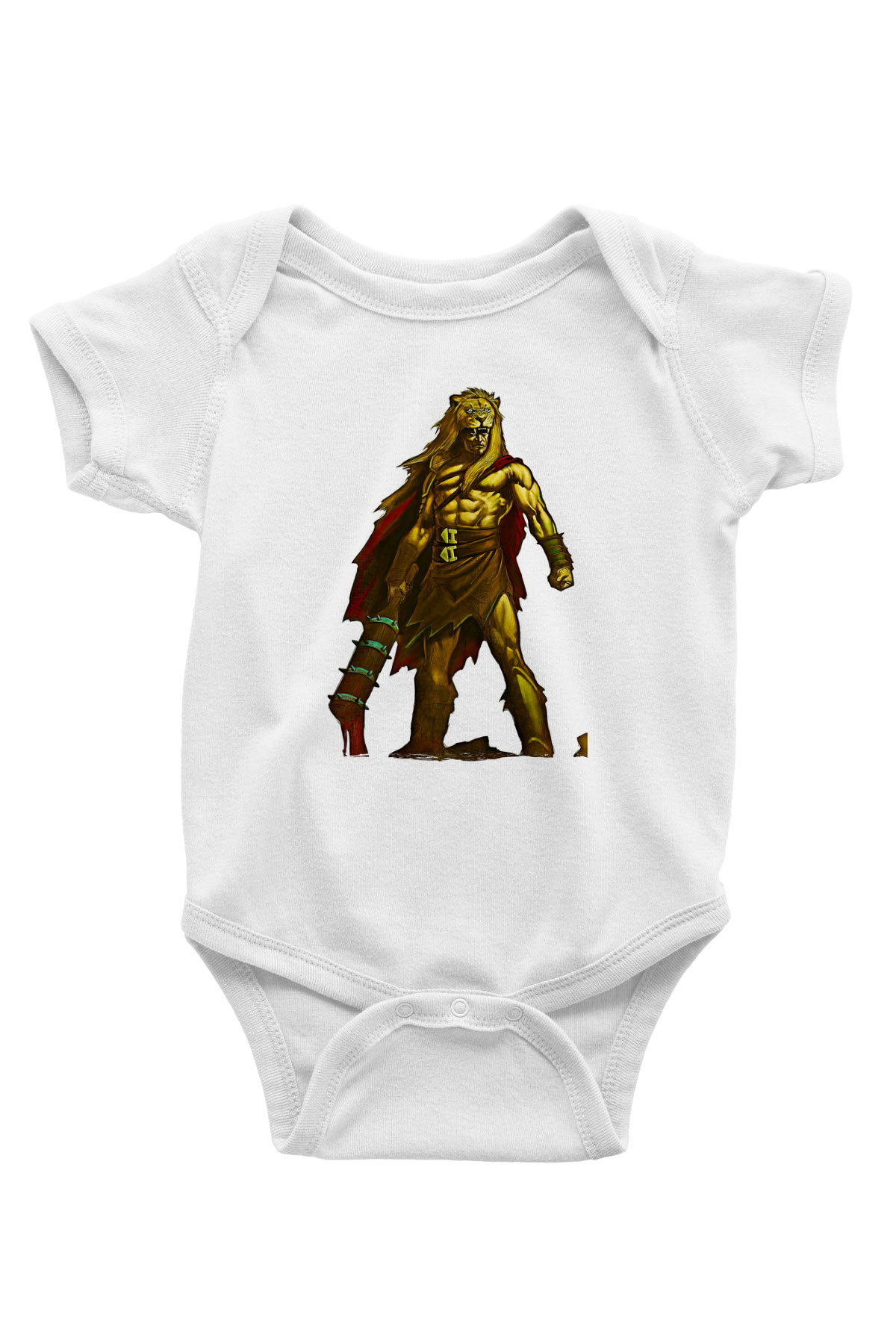 Herkül Baskılı Beyaz Unisex Bebek Body - Zıbın