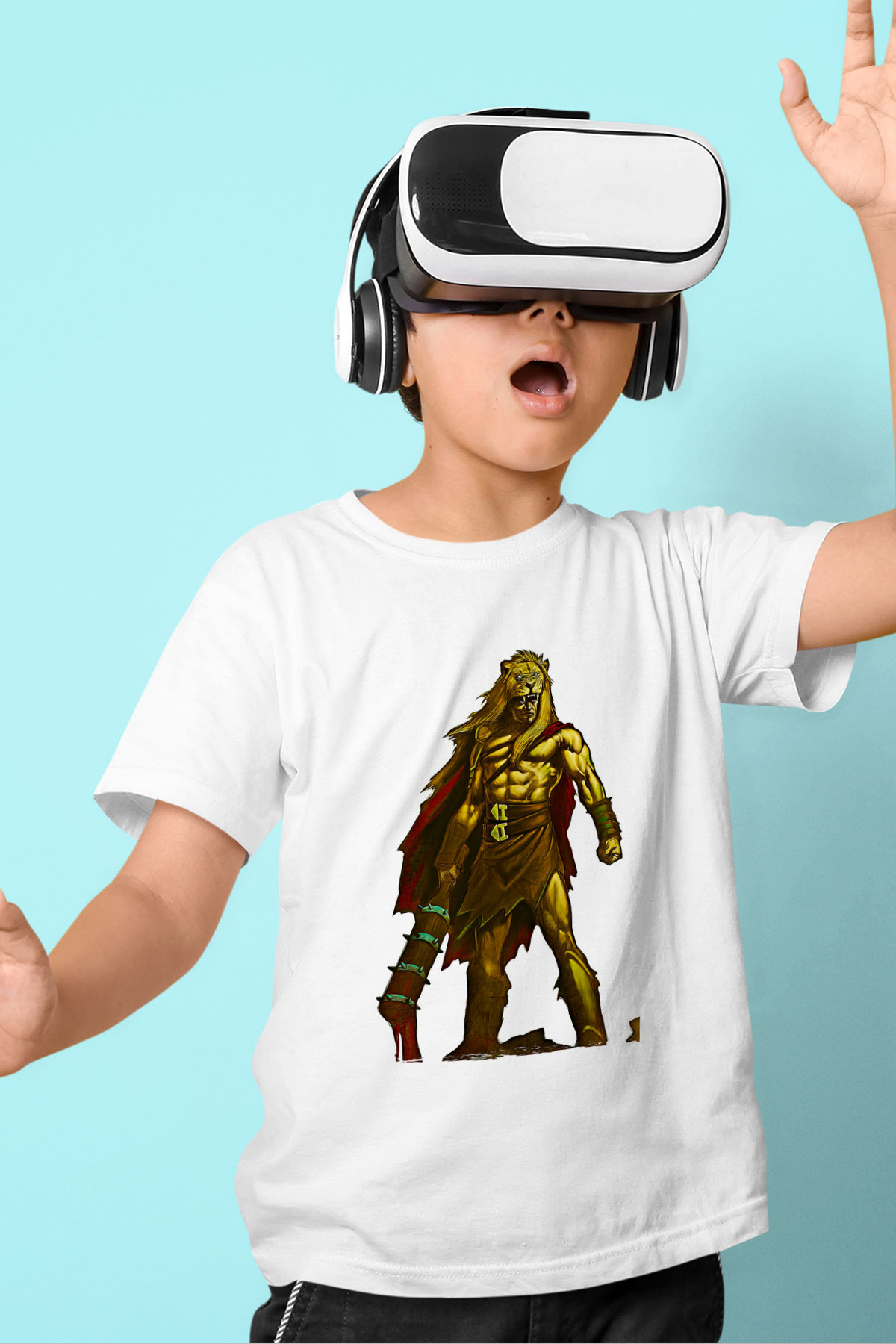 Herkül Baskılı Beyaz Unisex Beyaz Çocuk Tişört - Tshirt