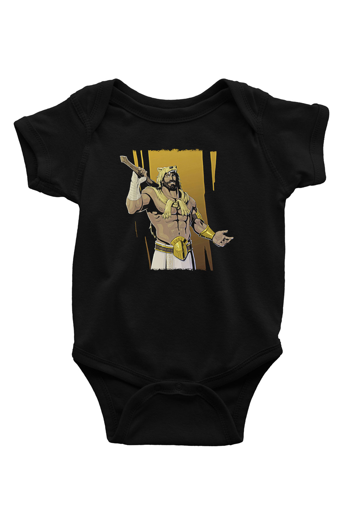 Herkül Baskılı Unisex Siyah Bebek Body - Zıbın