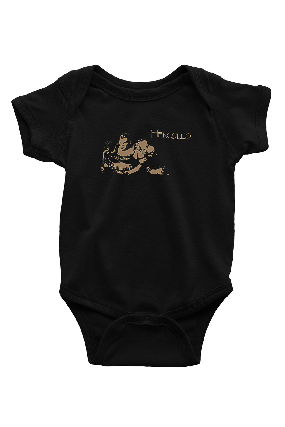 Herkül Baskılı Unisex Siyah Bebek Body - Zıbın