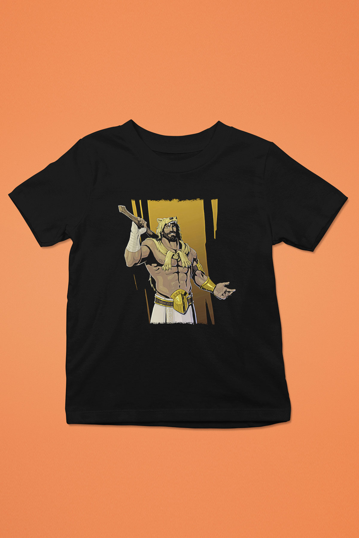Herkül Baskılı Unisex Siyah Çocuk Tişört - Tshirt