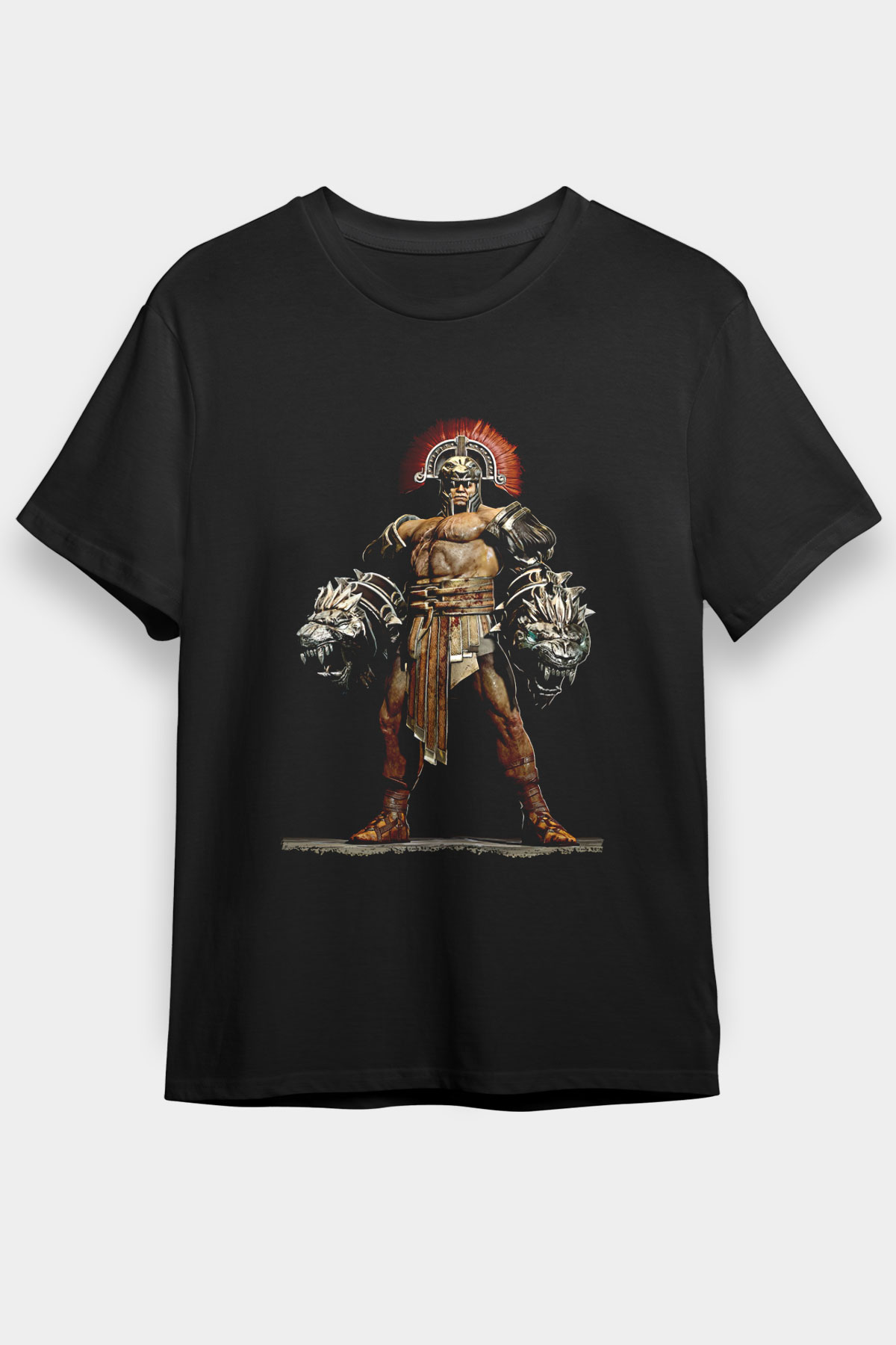Herkül Baskılı Unisex Siyah Tişört - Tshirt