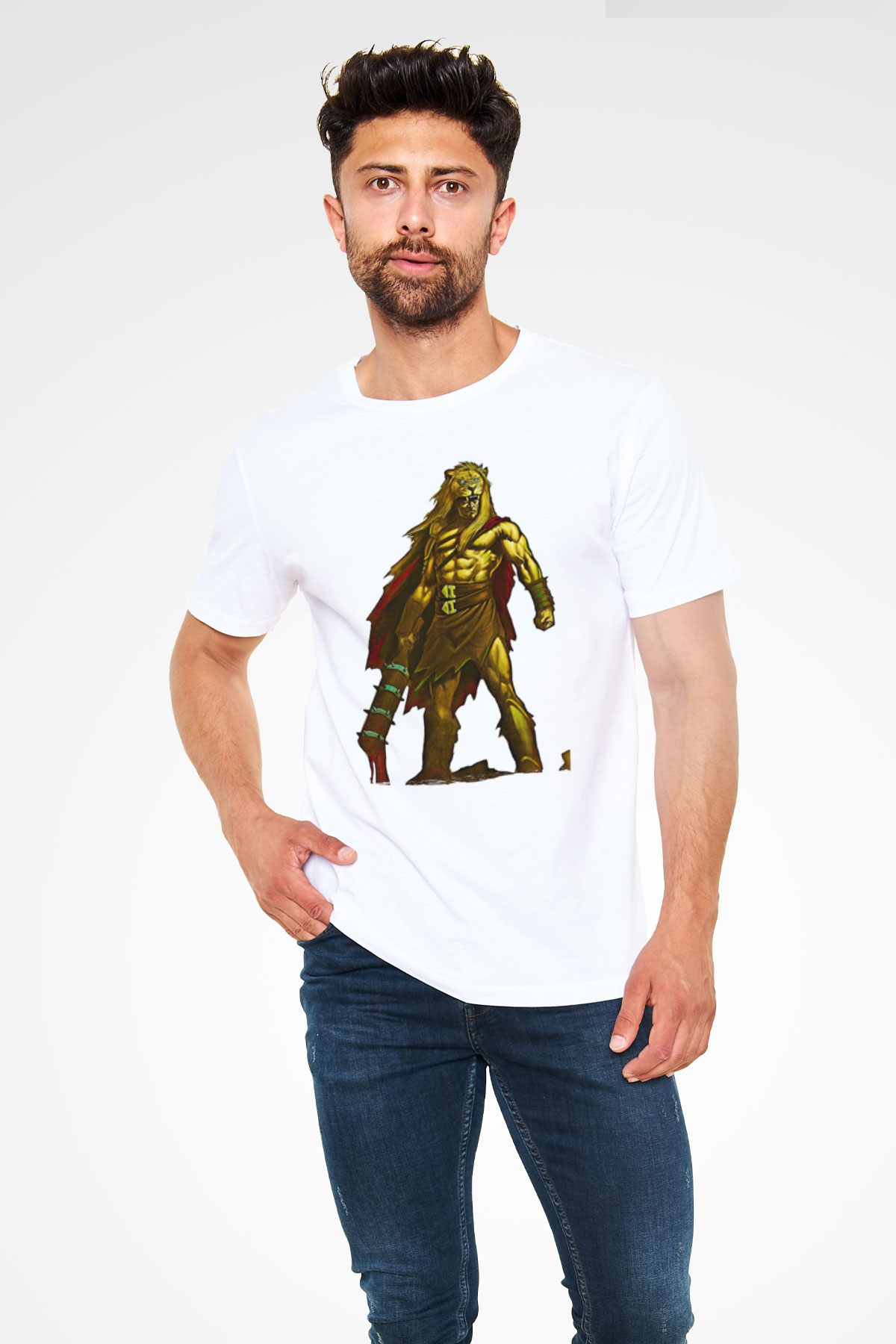 Herkül Unisex Baskılı Beyaz Tişört - Tshirt