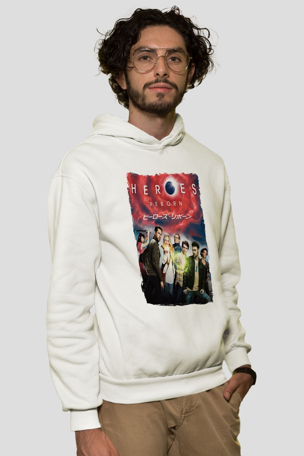 Heroes Beyaz Unisex Hoodie