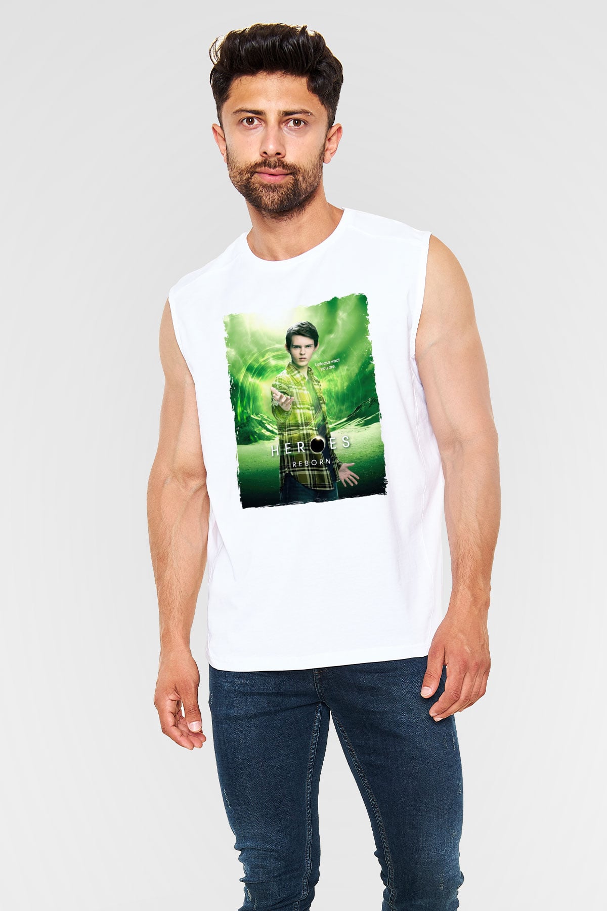 Heroes Beyaz Unisex Kolsuz Tişört