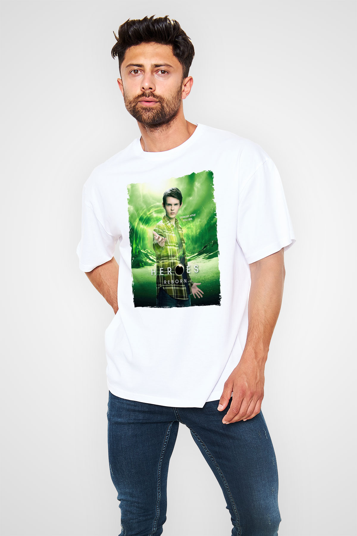 Heroes Beyaz Oversize Tişört Oversize T-shirt