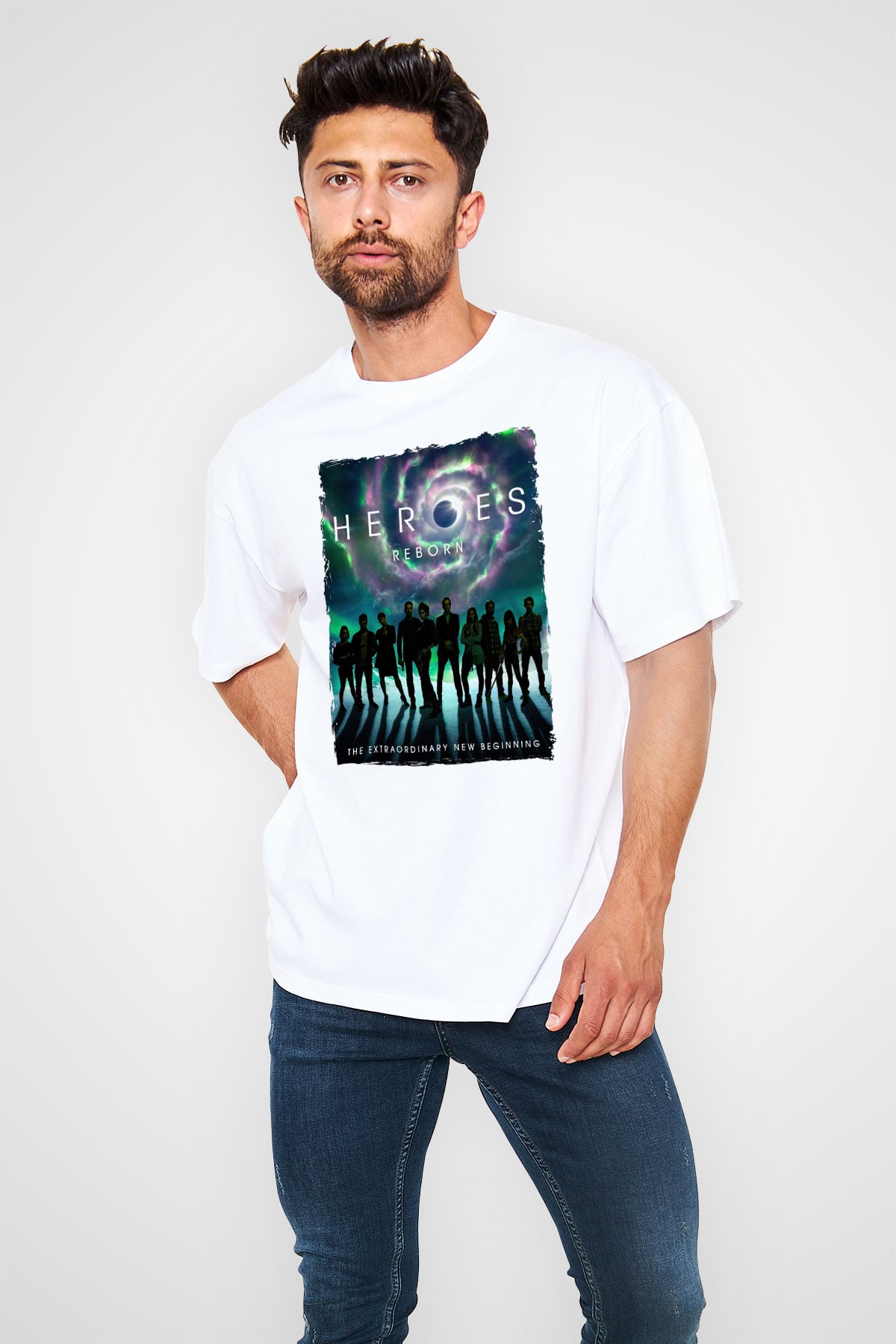 Heroes Beyaz Oversize Tişört Oversize T-shirt