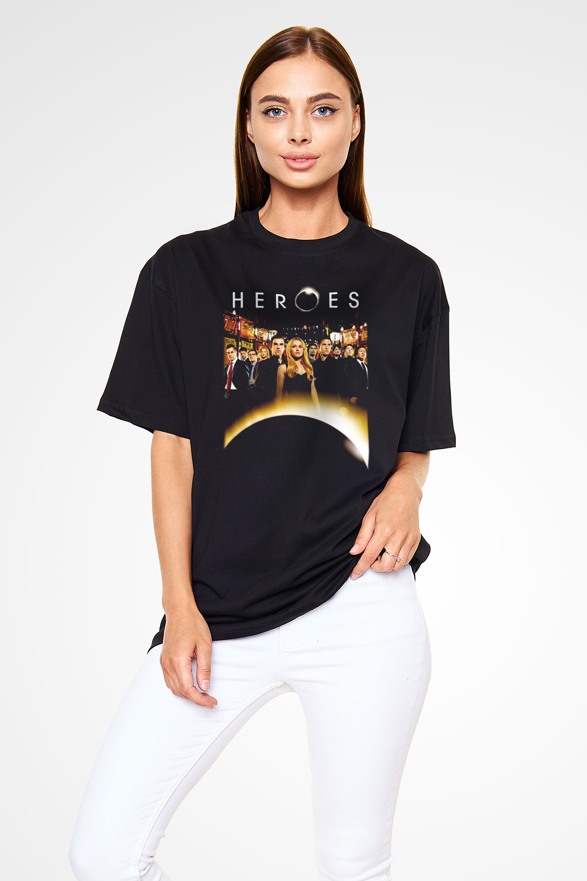 Heroes Siyah Unisex Oversize Tişört T-Shirt