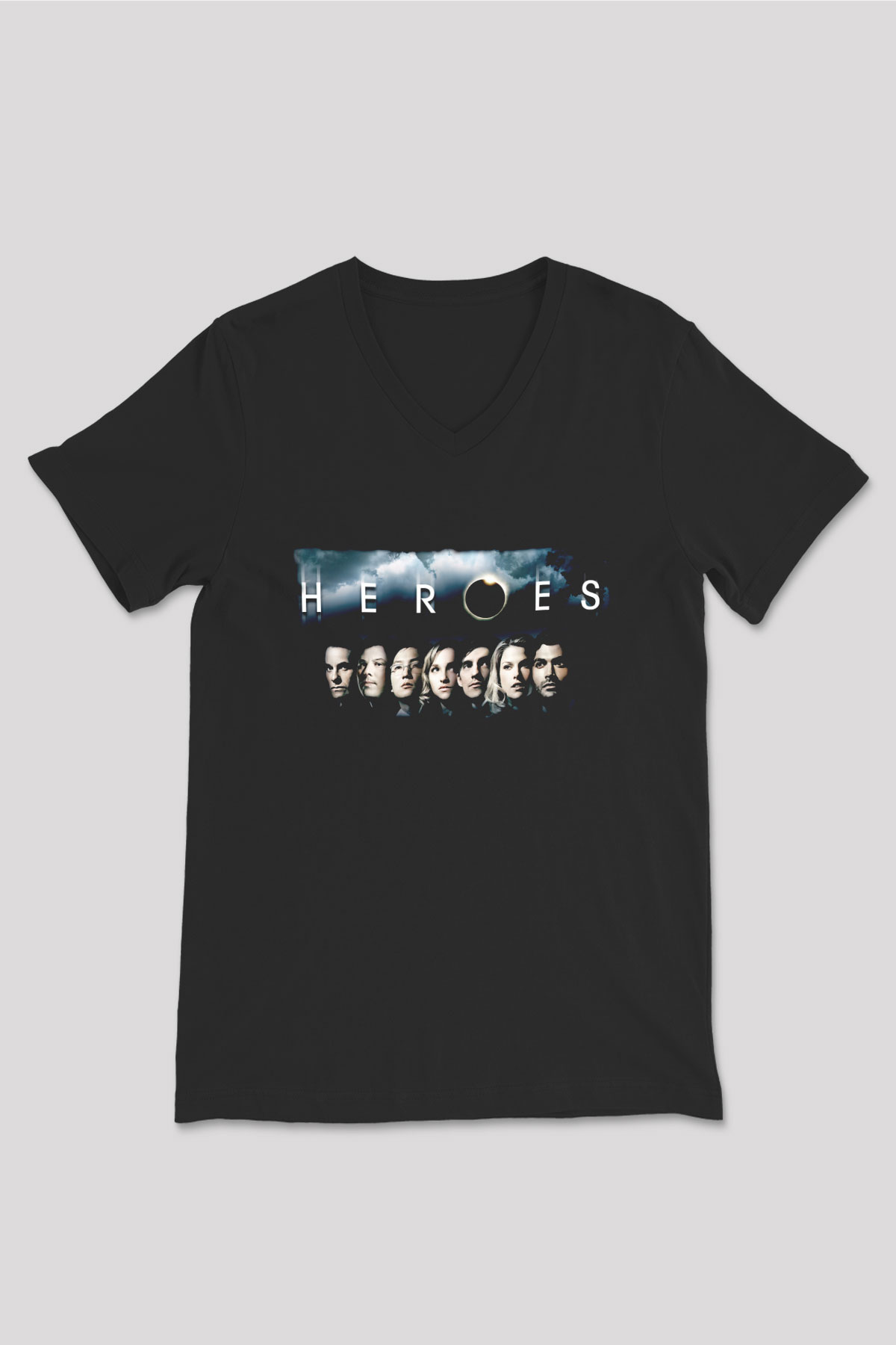 Heroes Siyah Unisex V Yaka Tişört