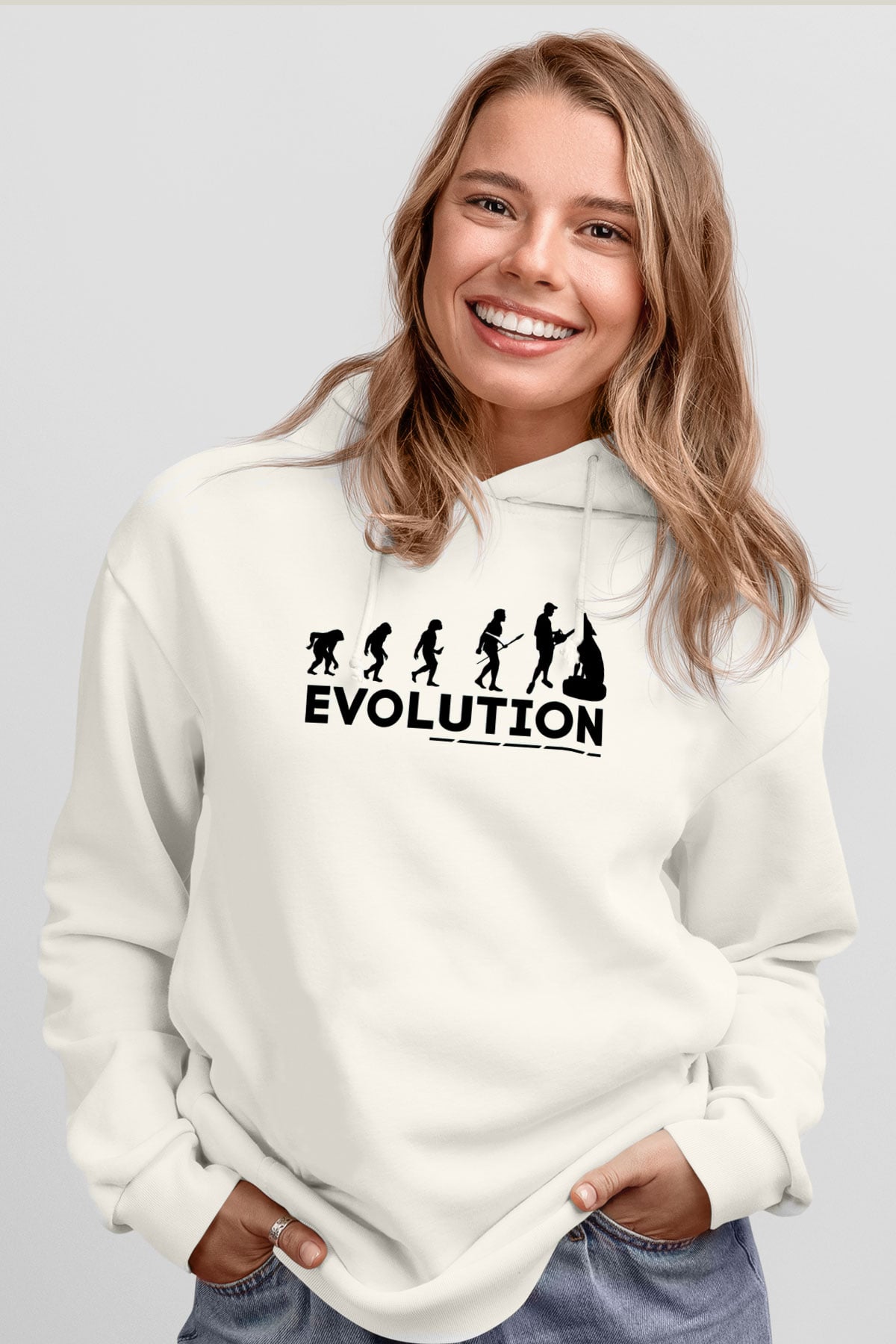 Heykeltıraş Beyaz Unisex Kapüşonlu Sweatshirt