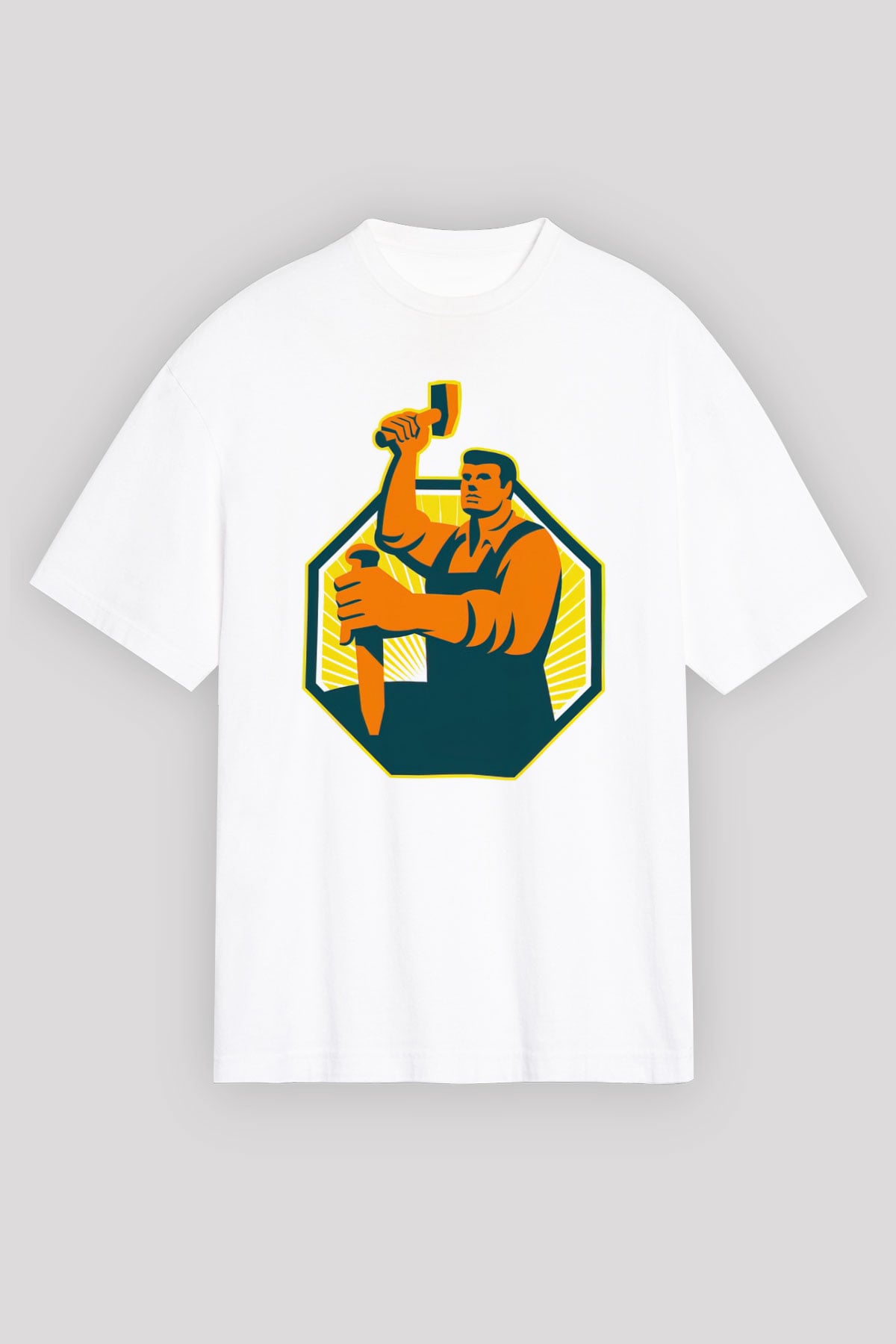Heykeltıraş Beyaz Oversize Tişört Oversize T-shirt - TişörtFabrikası