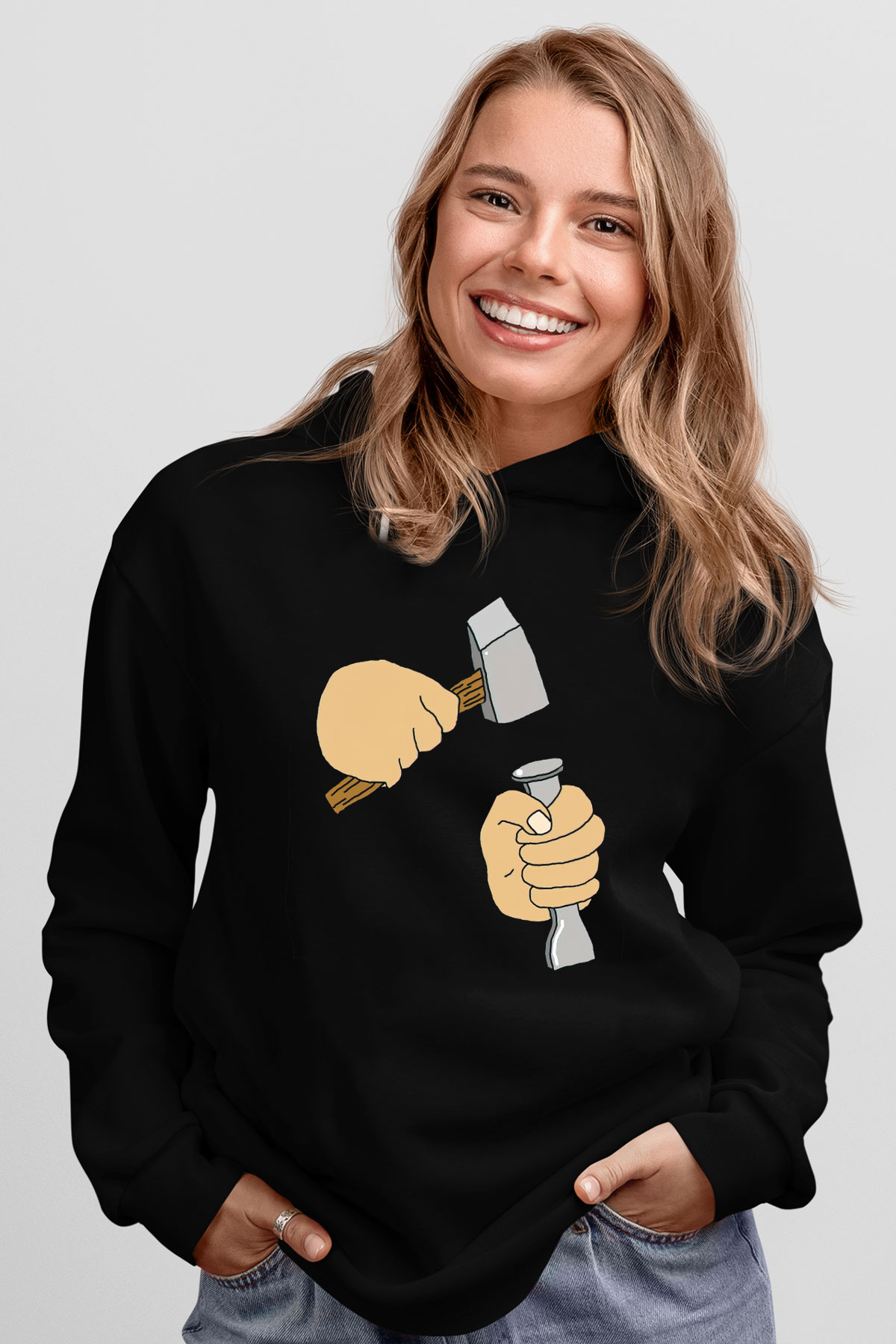 Heykeltıraş Siyah Unisex Kapüşonlu Sweatshirt