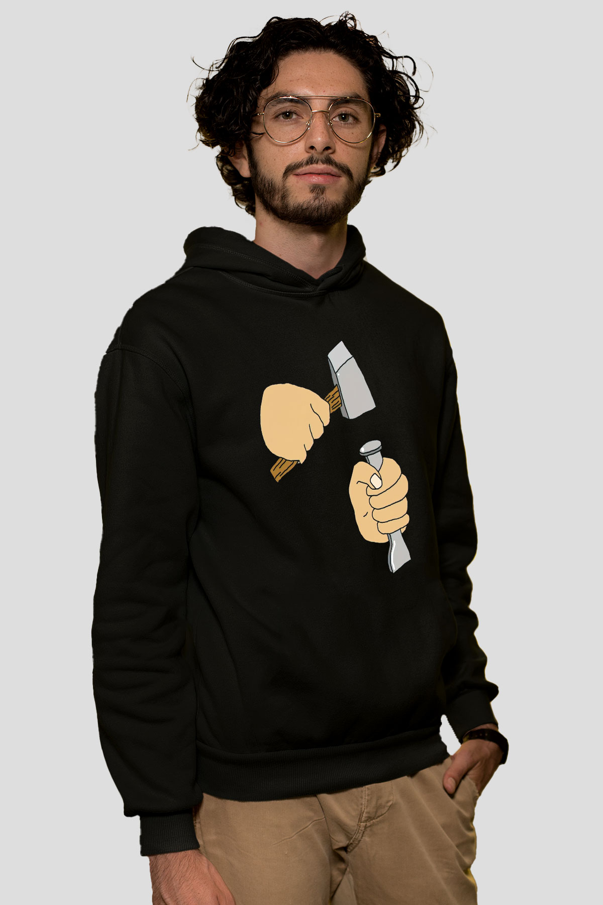 Heykeltıraş Siyah Unisex Kapüşonlu Sweatshirt