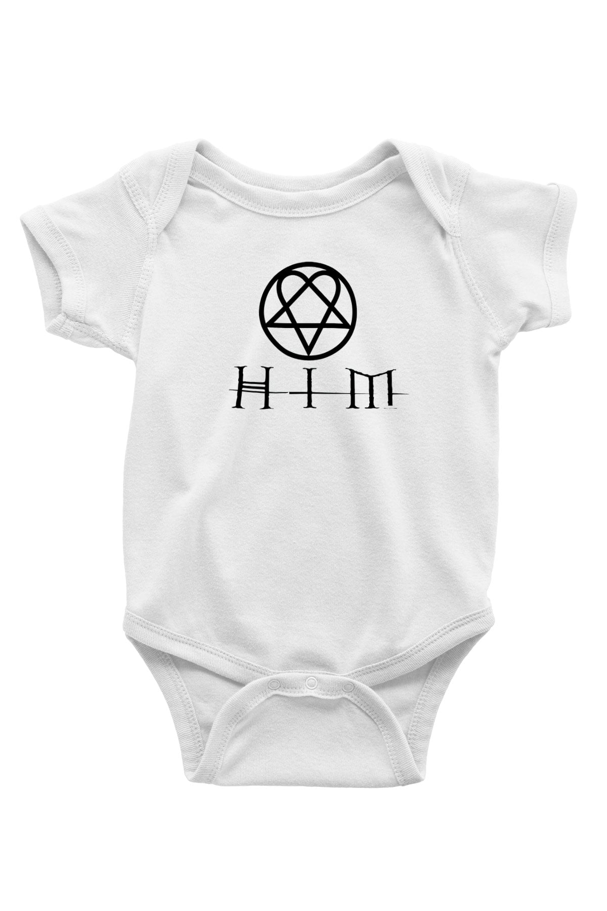 HIM Baskılı Beyaz Unisex Bebek Body - Zıbın