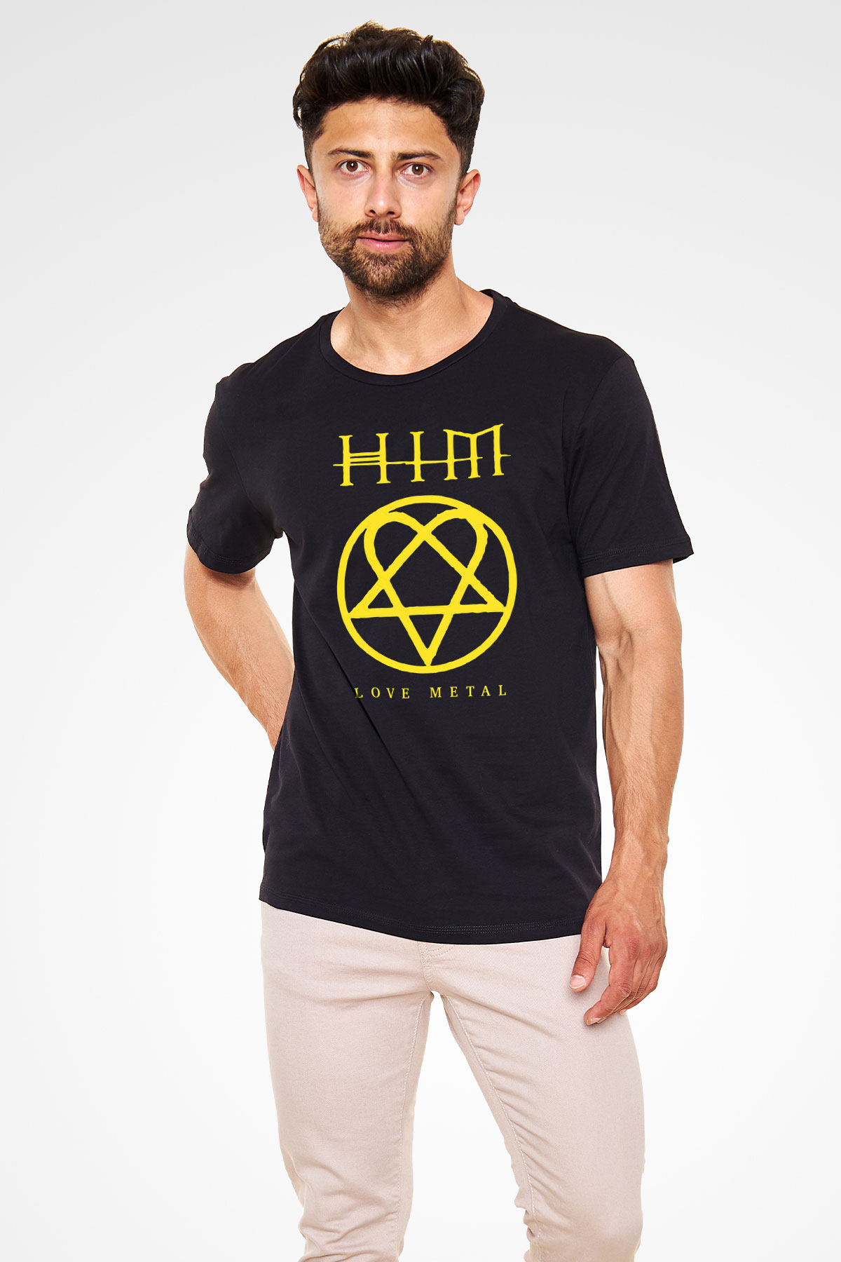 HIM Siyah Unisex Tişört T-Shirt - TişörtFabrikası