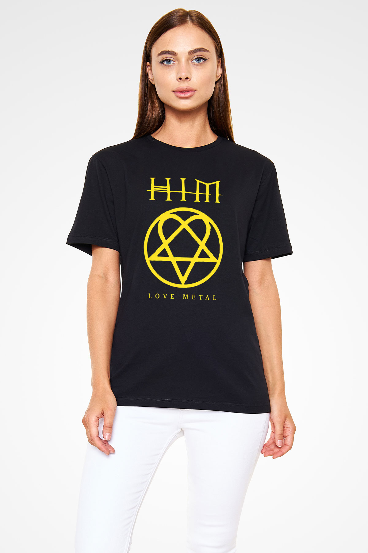 HIM Siyah Unisex Tişört T-Shirt - TişörtFabrikası