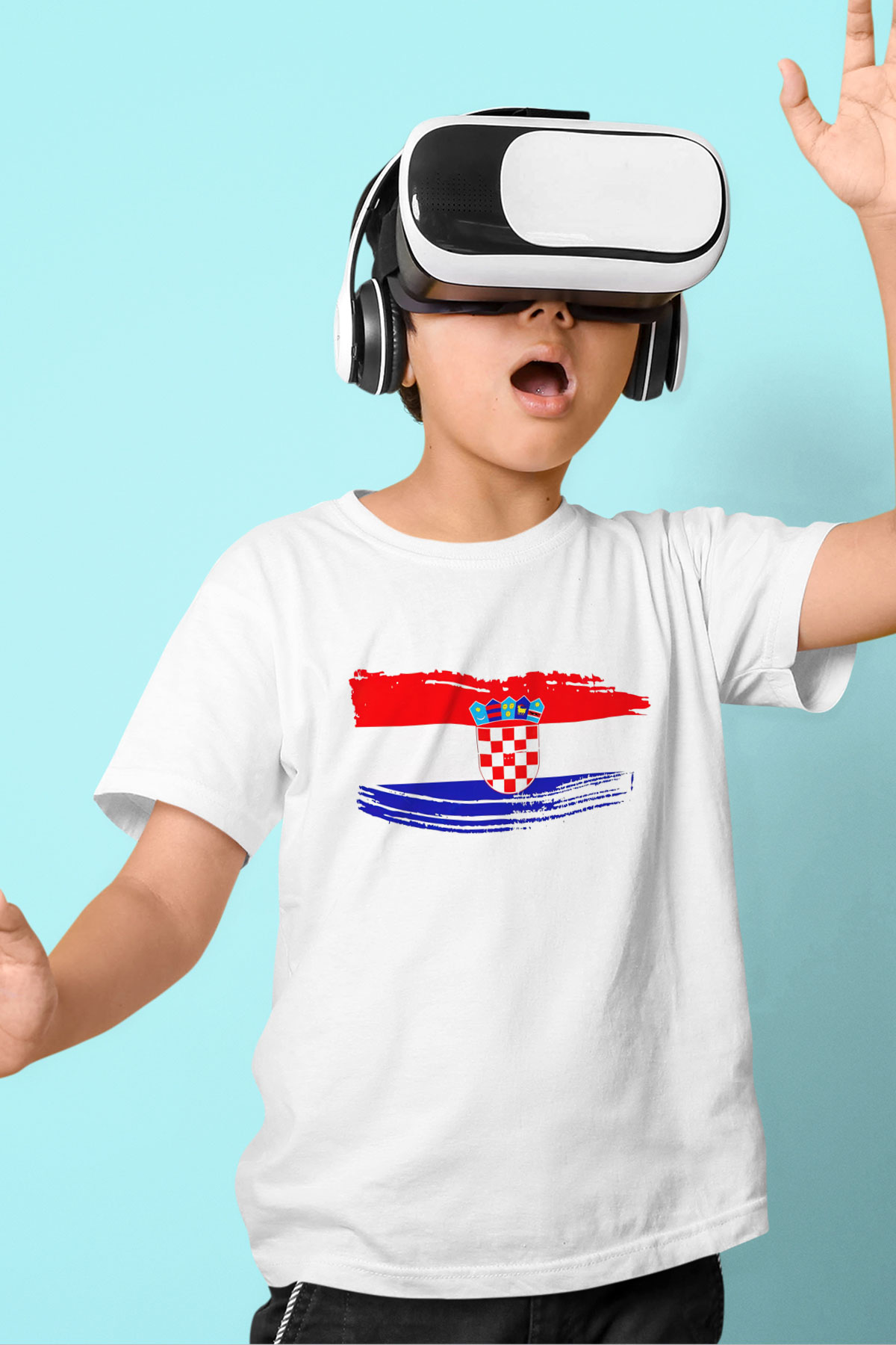 Hırvatistan Baskılı Beyaz Unisex Çocuk Tişört