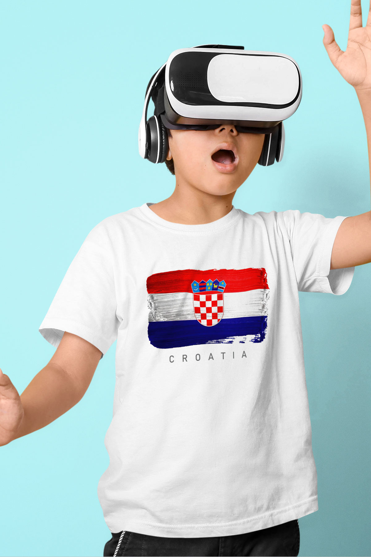 Hırvatistan Beyaz Unisex Çocuk Tişört