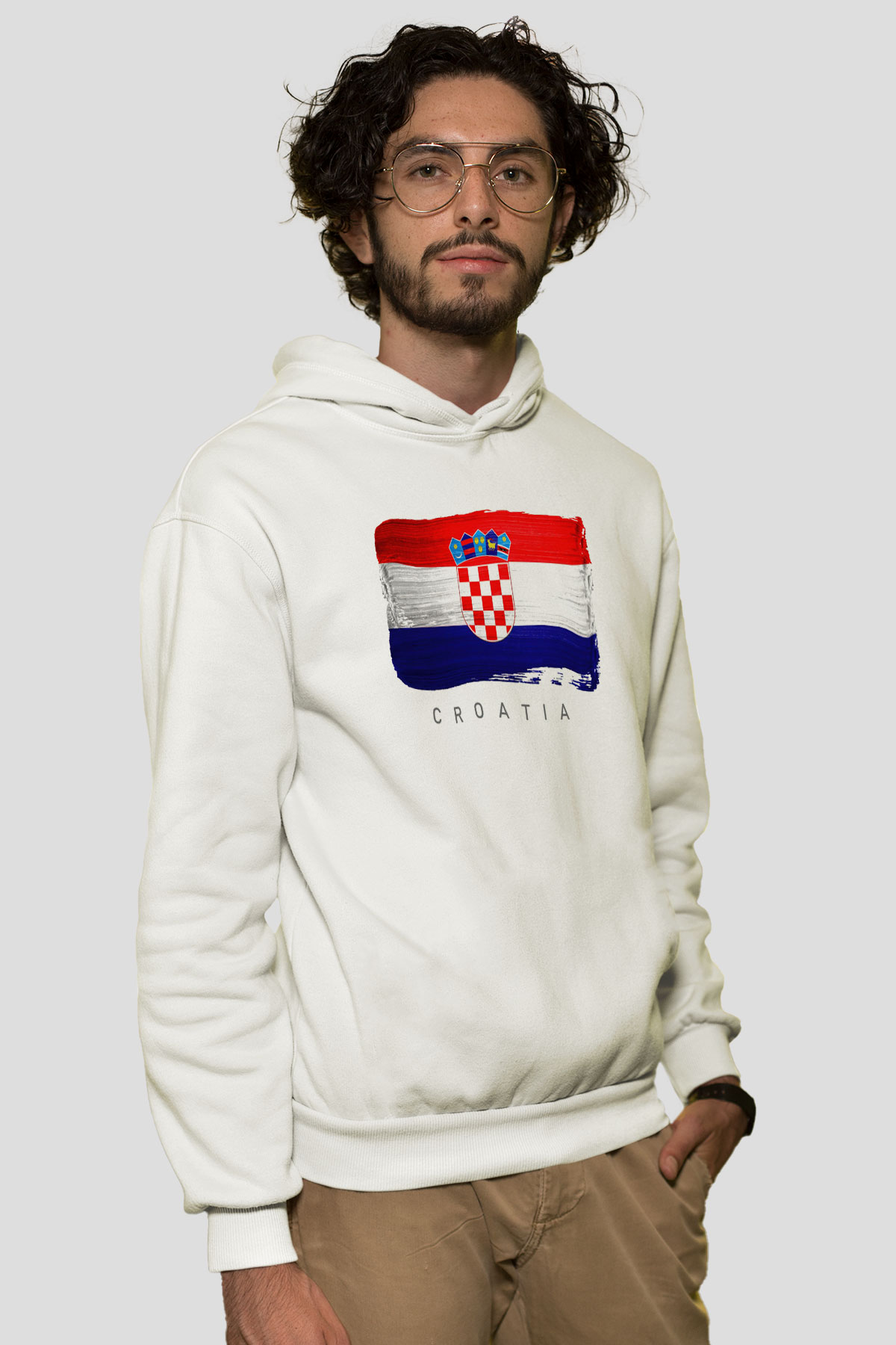 Hırvatistan Beyaz Unisex Hoodie
