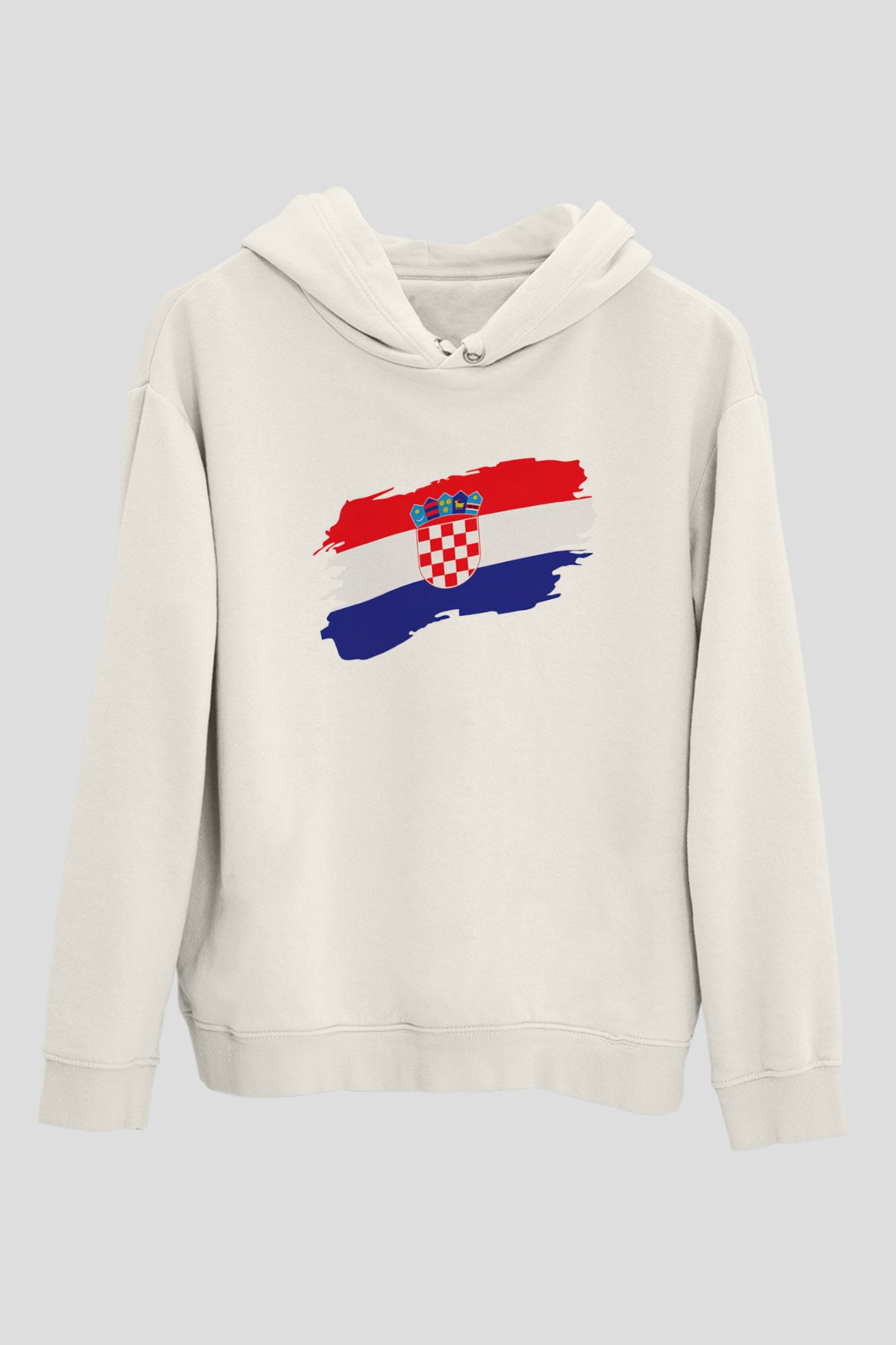Hırvatistan Beyaz Unisex Kapşonlu Sweatshirt