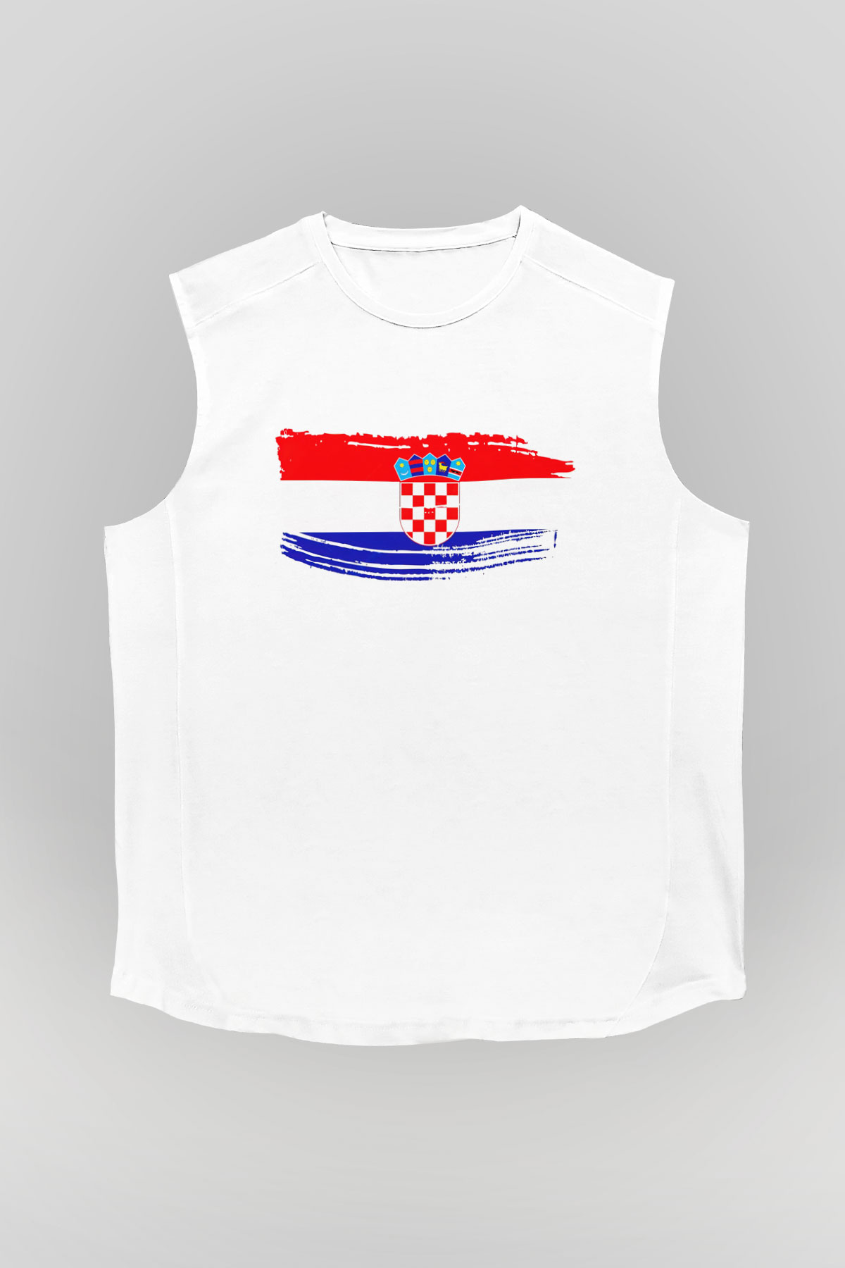Hırvatistan Beyaz Unisex Kolsuz Tişört