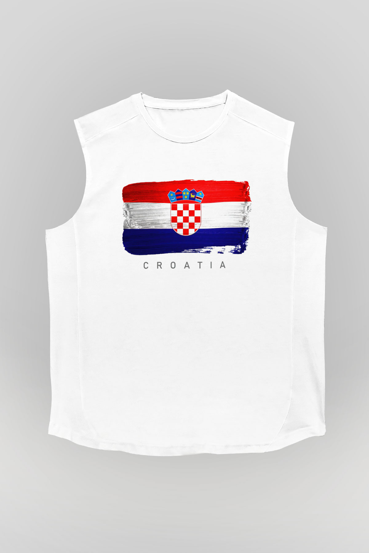 Hırvatistan Beyaz Unisex Kolsuz Tişört