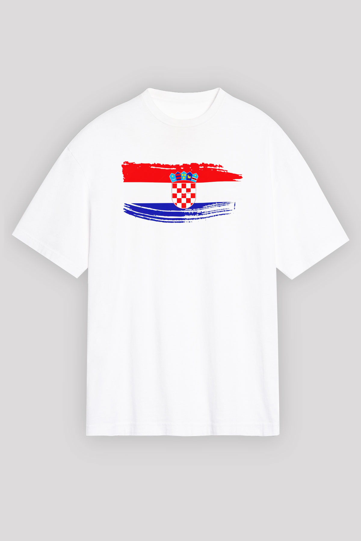 Hırvatistan Beyaz Unisex Oversize Tişört T-Shirt