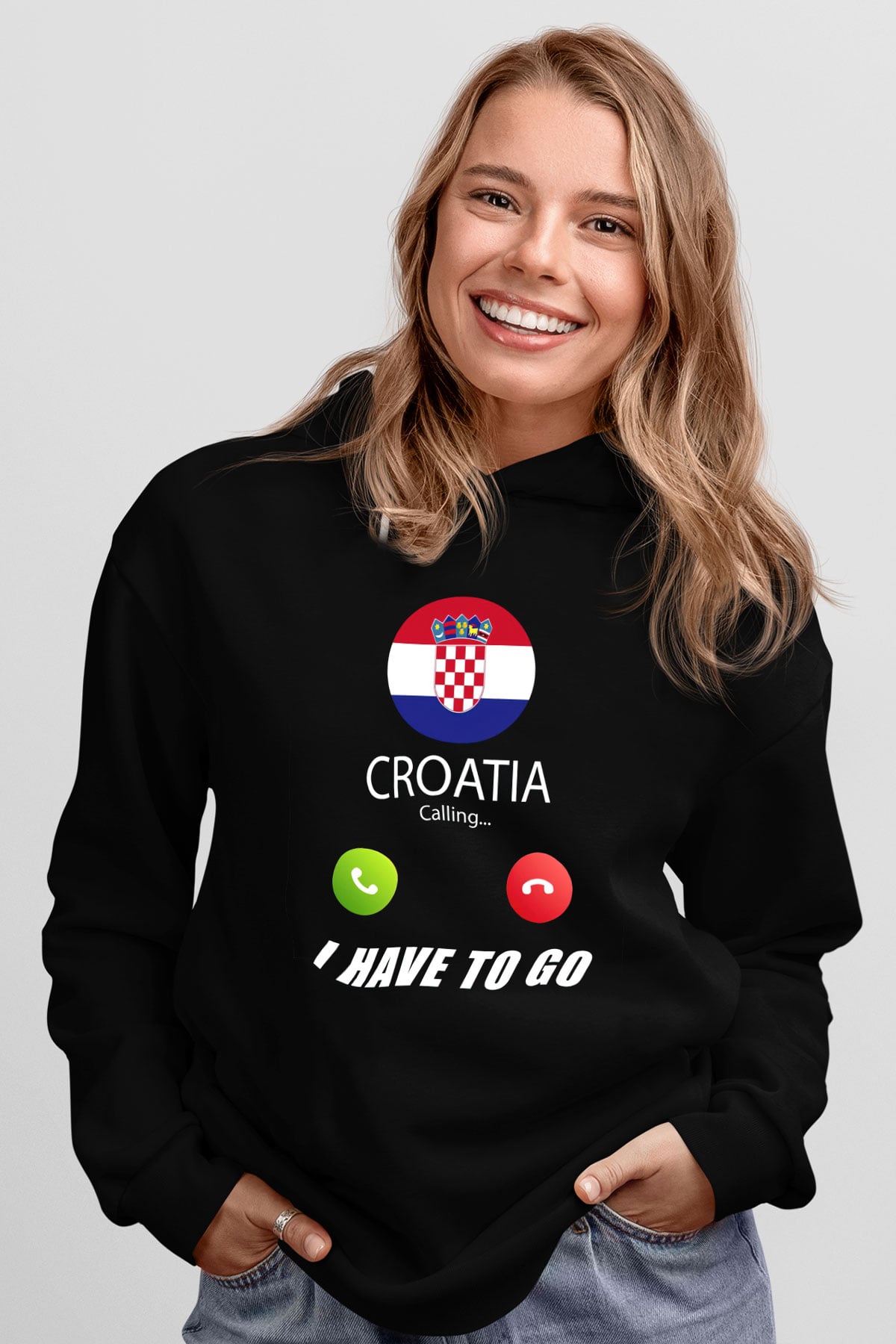 Hırvatistan Siyah Unisex Hoodie