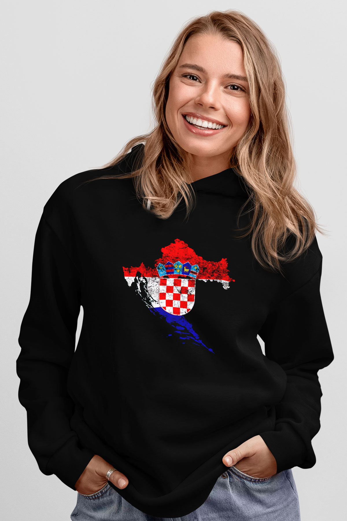 Hırvatistan Siyah Unisex Hoodie