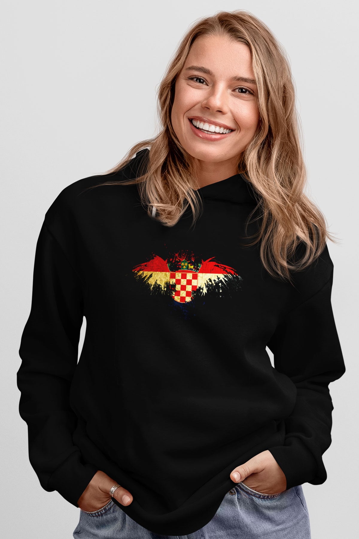 Hırvatistan Siyah Unisex Hoodie