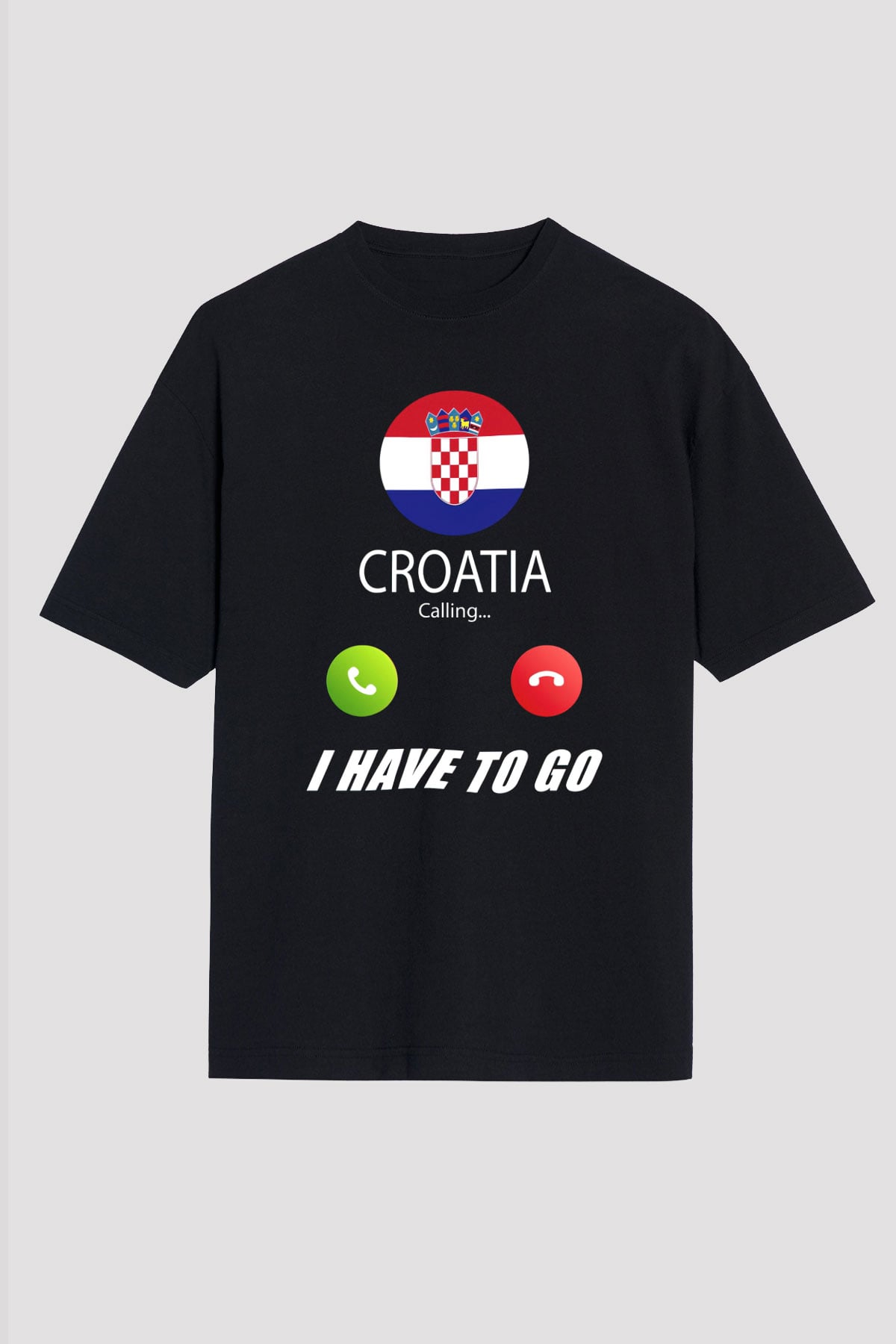 Hırvatistan Siyah Oversize Tişört Oversize T-shirt - TişörtFabrikası