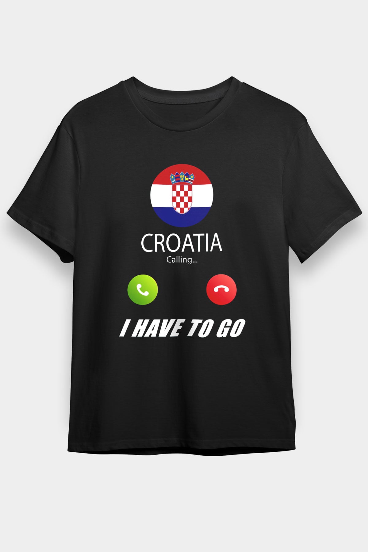 Hırvatistan Siyah Unisex Tişört T-Shirt - TişörtFabrikası