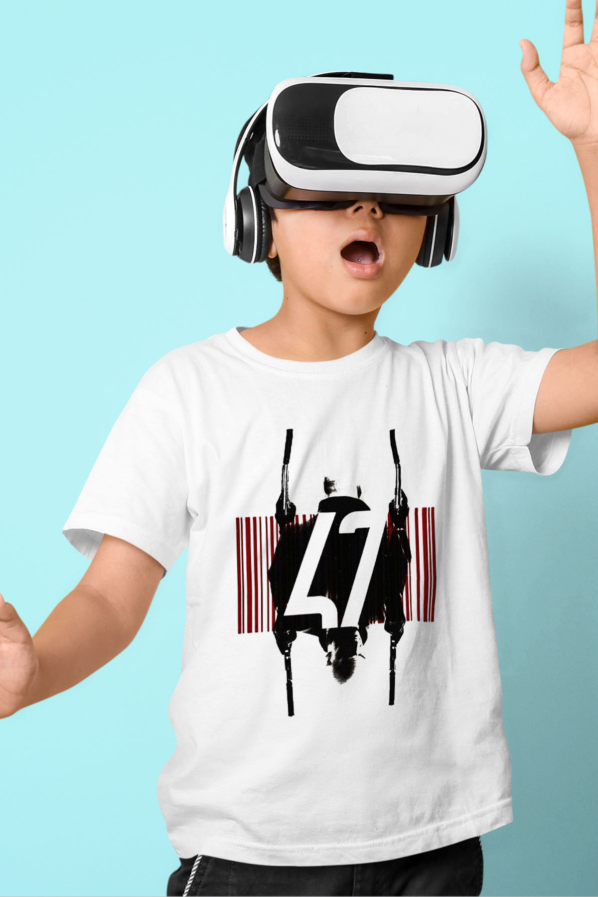 Hitman Baskılı Beyaz Unisex Çocuk Tişört