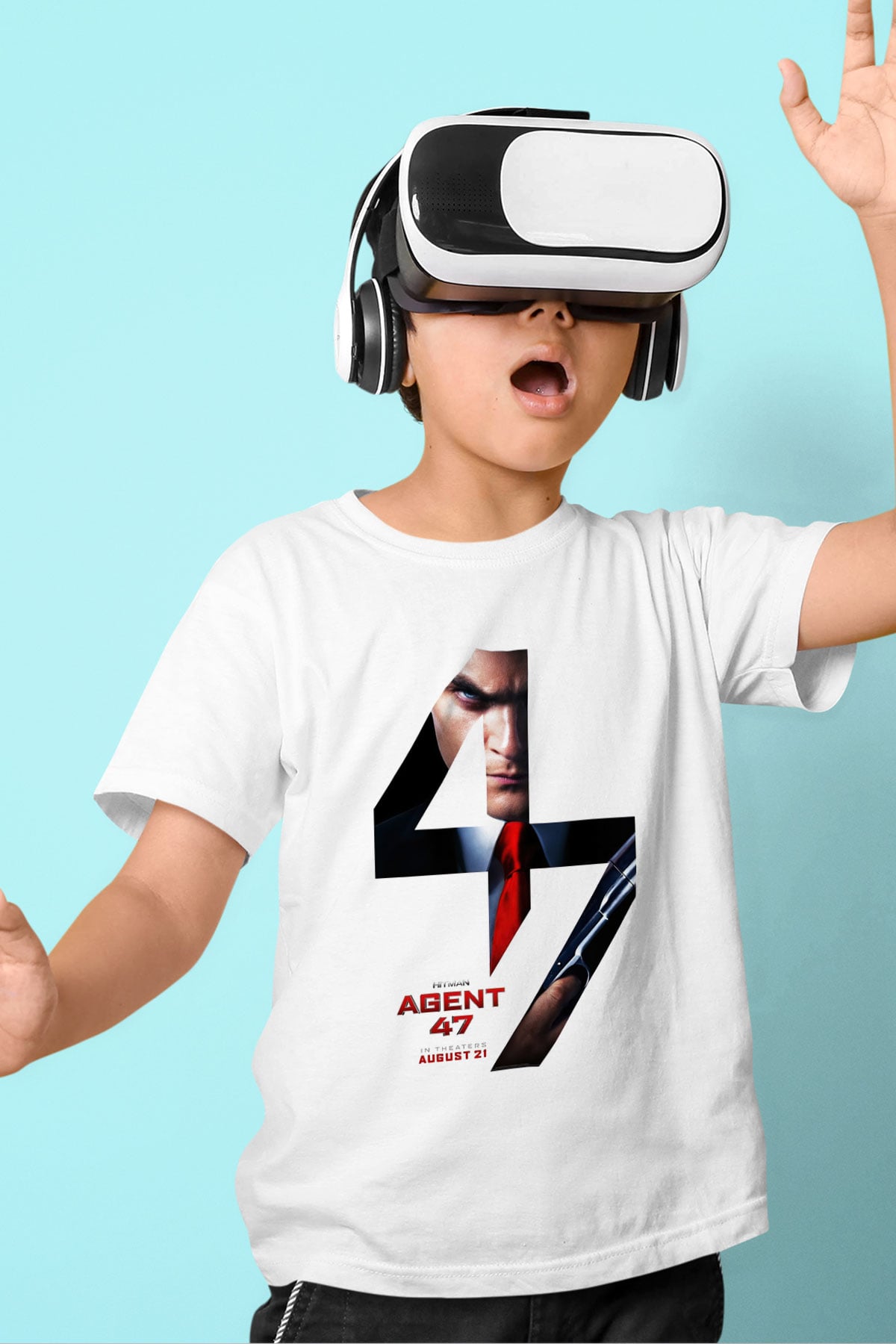 Hitman Baskılı Beyaz Unisex Çocuk Tişört