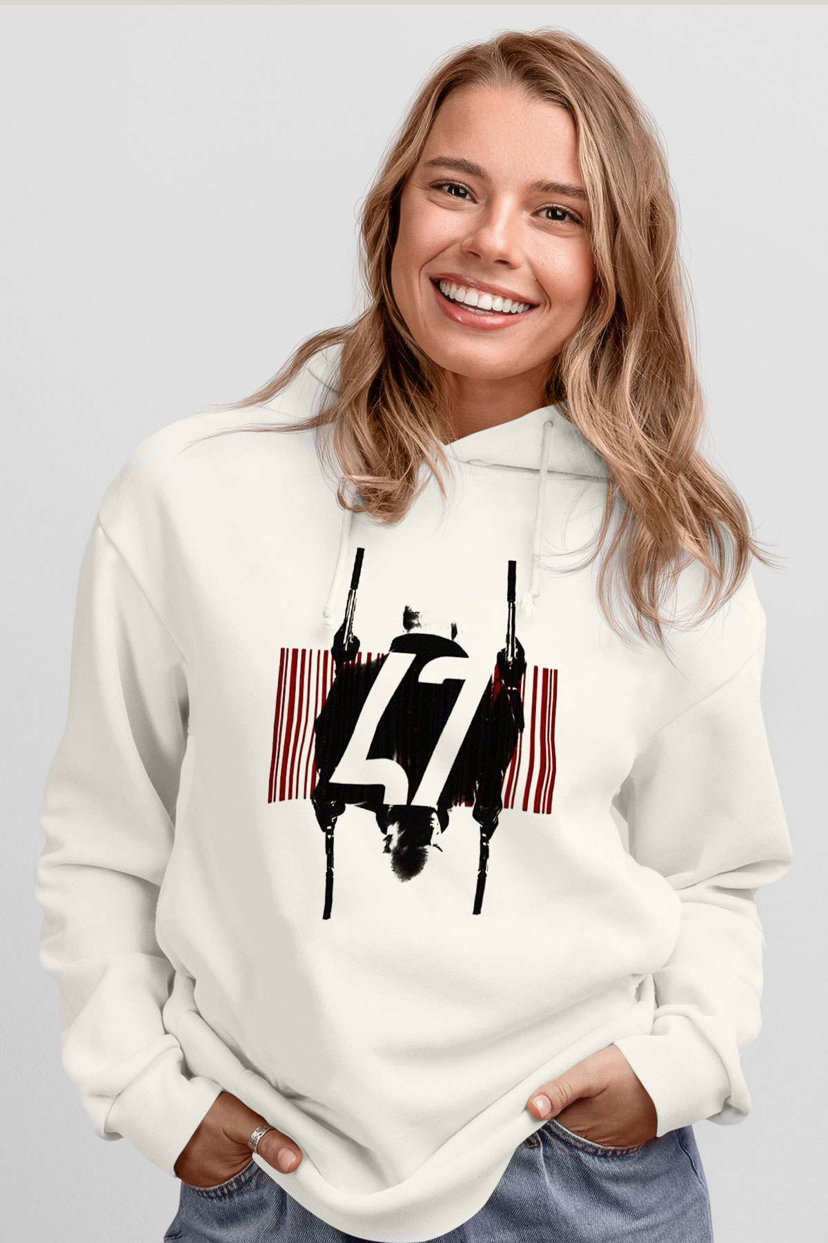 Hitman Beyaz Unisex Hoodie