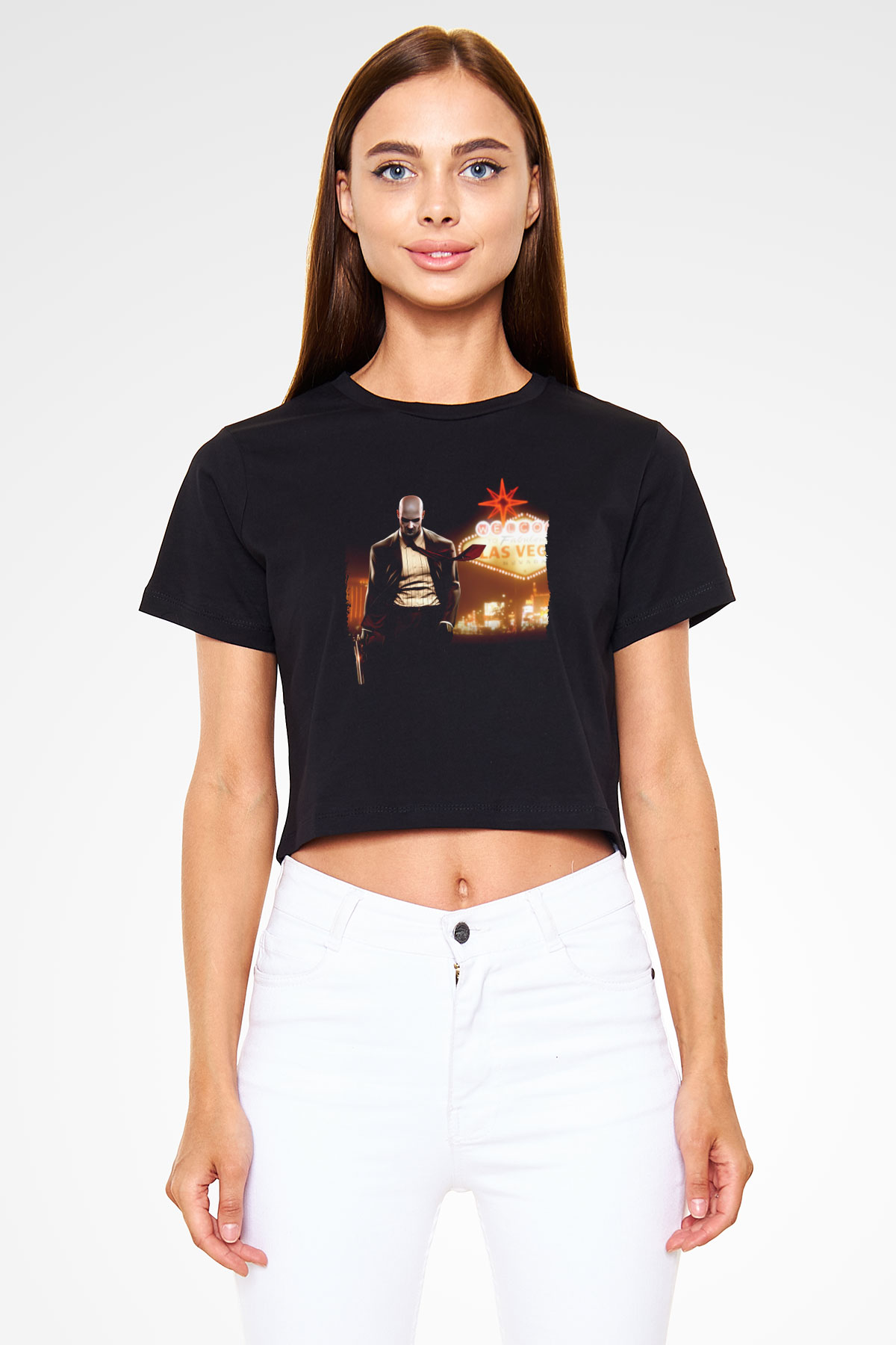 Hitman Siyah  Crop Top Tişört