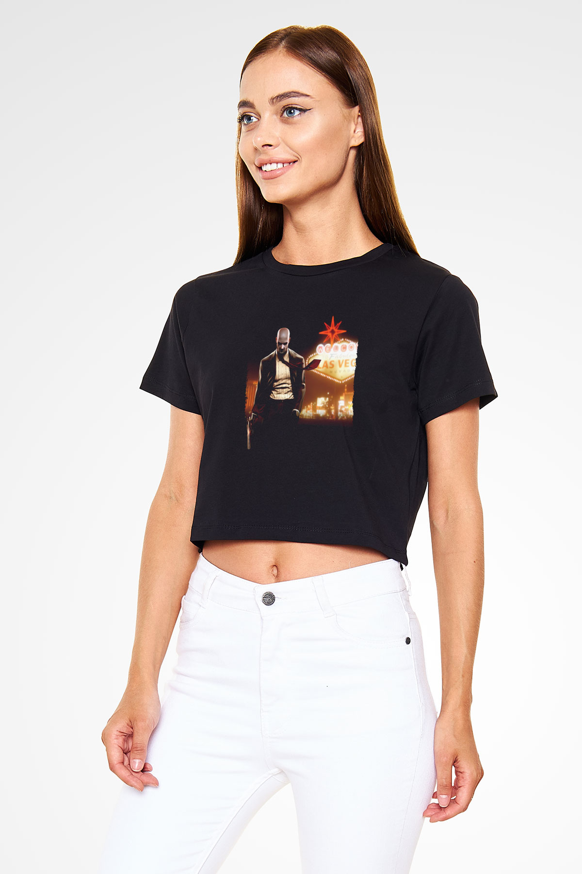Hitman Siyah  Crop Top Tişört