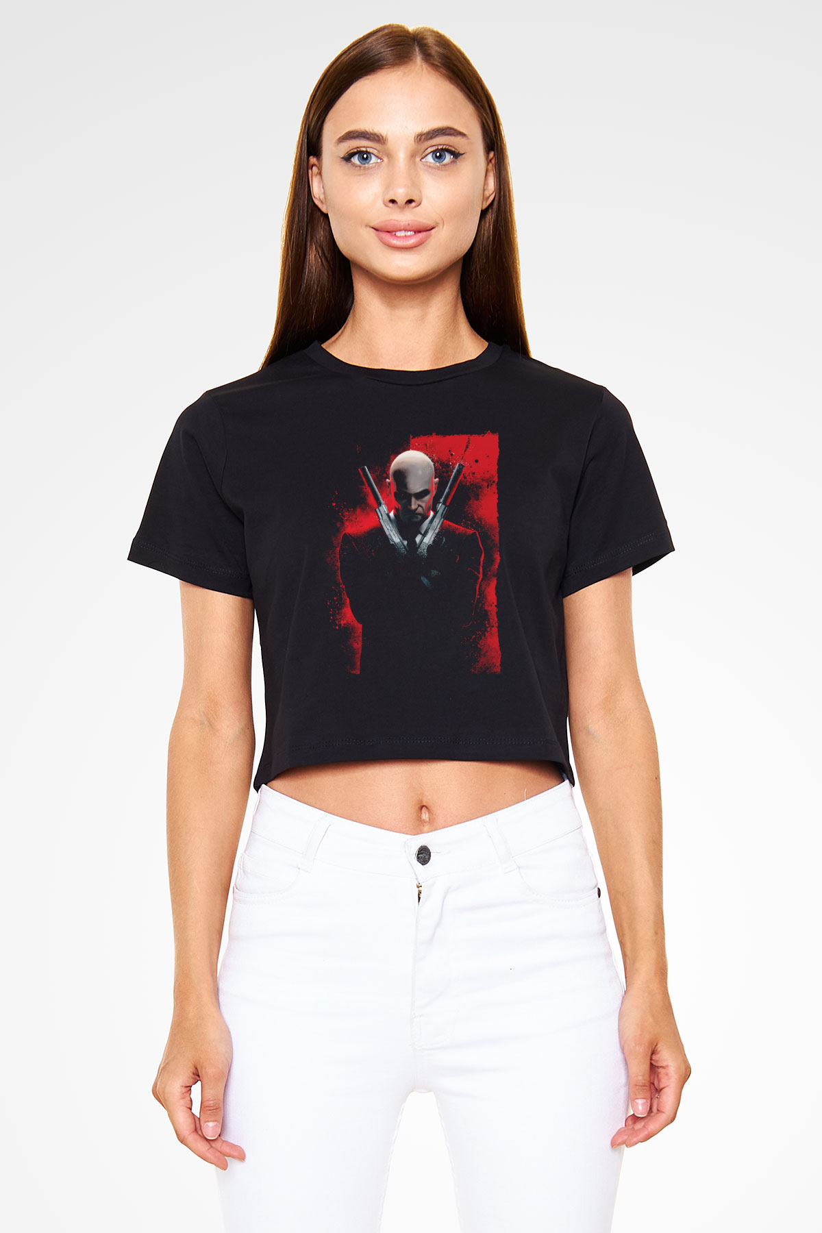 Hitman Siyah  Crop Top Tişört