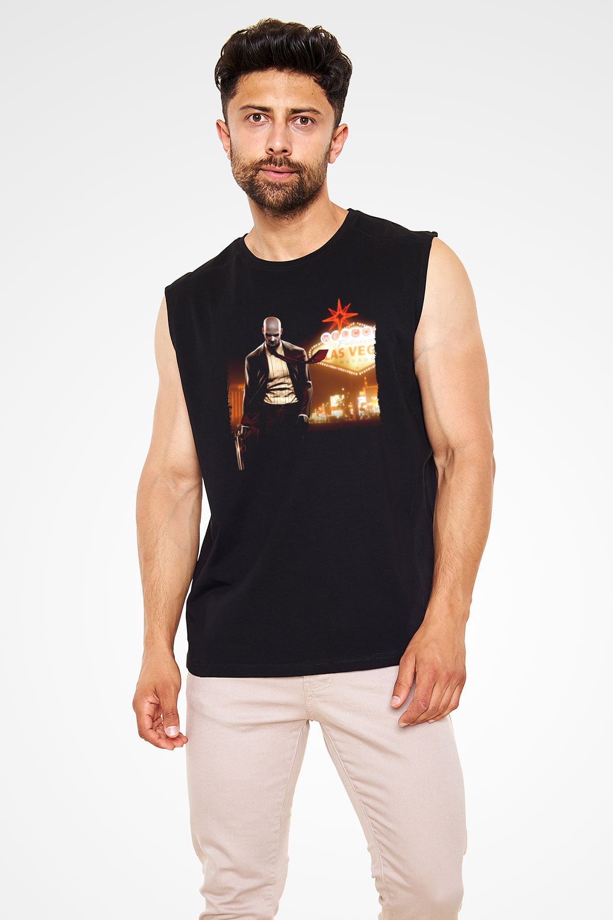 Hitman Siyah Unisex Kolsuz Tişört
