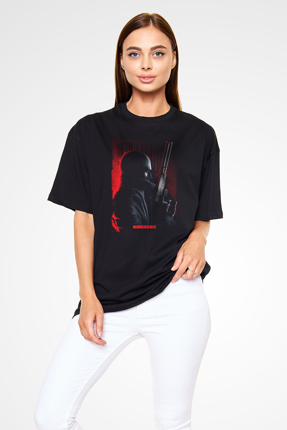 Hitman Siyah Oversize Tişört Oversize T-shirt