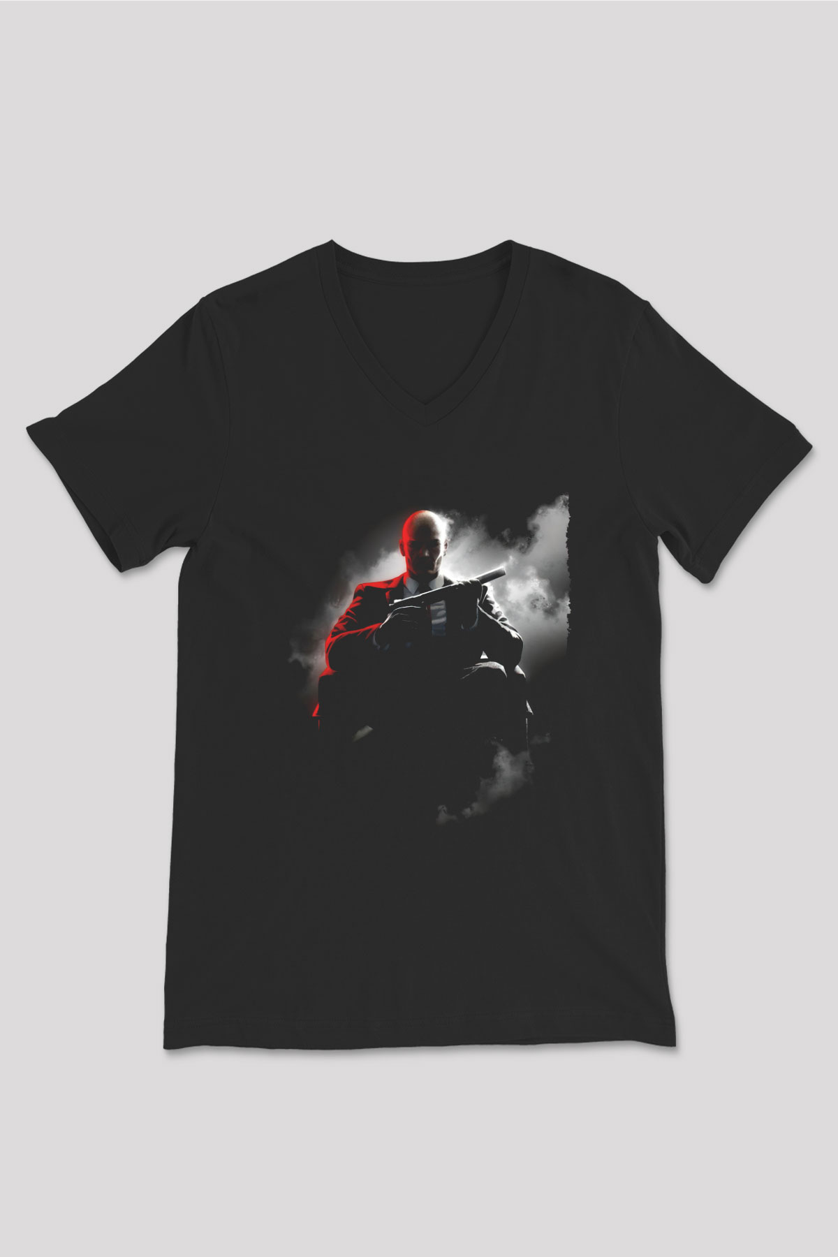 Hitman Siyah Unisex V Yaka Tişört